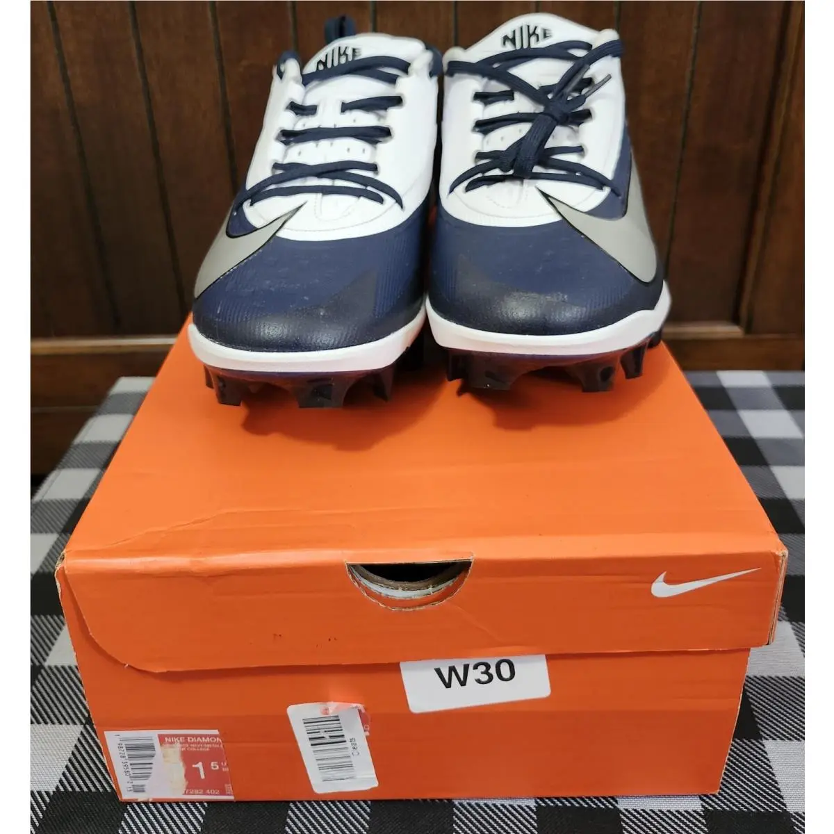 Nike shoes - NIKE DIAMOND CLEATS - DIAMOND CLEATS - WHITE, NAVY BLUE (UPC: 00198728393525) 20
