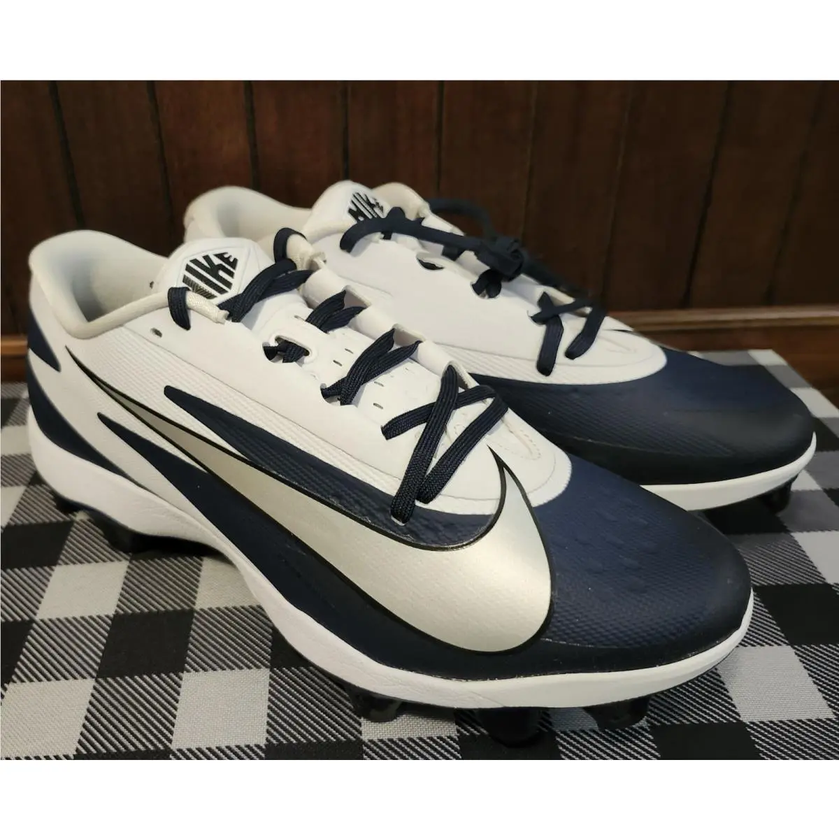 Nike shoes - NIKE DIAMOND CLEATS - DIAMOND CLEATS - WHITE, NAVY BLUE (UPC: 00198728393525) 2