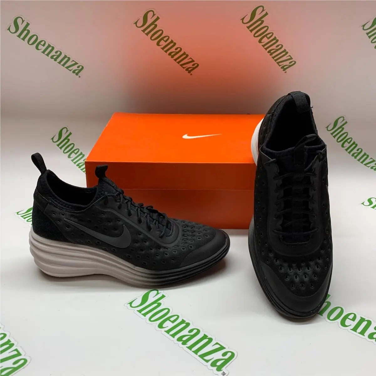 Nike Lunarelite Sky Hi 631376 004 Black Wedge Lunar Elite Sneaker Shoe Womens 8