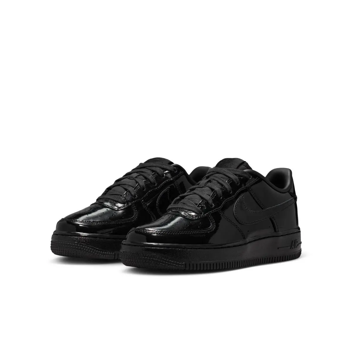 Grade School Nike Air Force 1 Low Patent Leather IV2448-010-SIZE 6 - BLACK/BLACK-BLACK