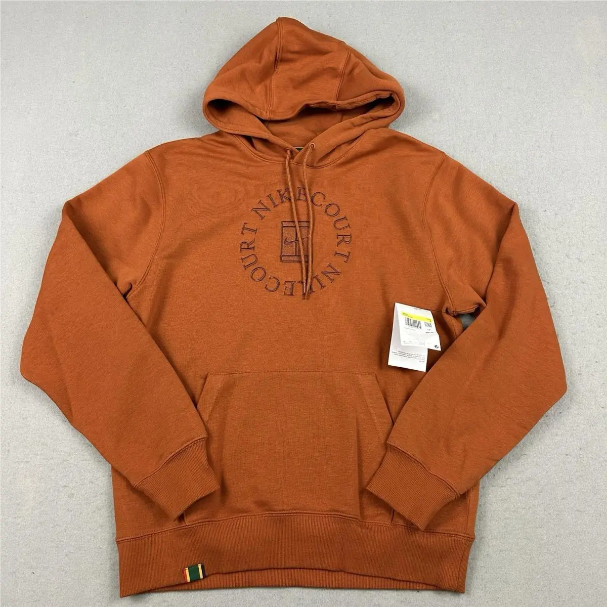 Nike Hoodie Men Small Rust Orange Court Heritage French Terry Tennis Pullover