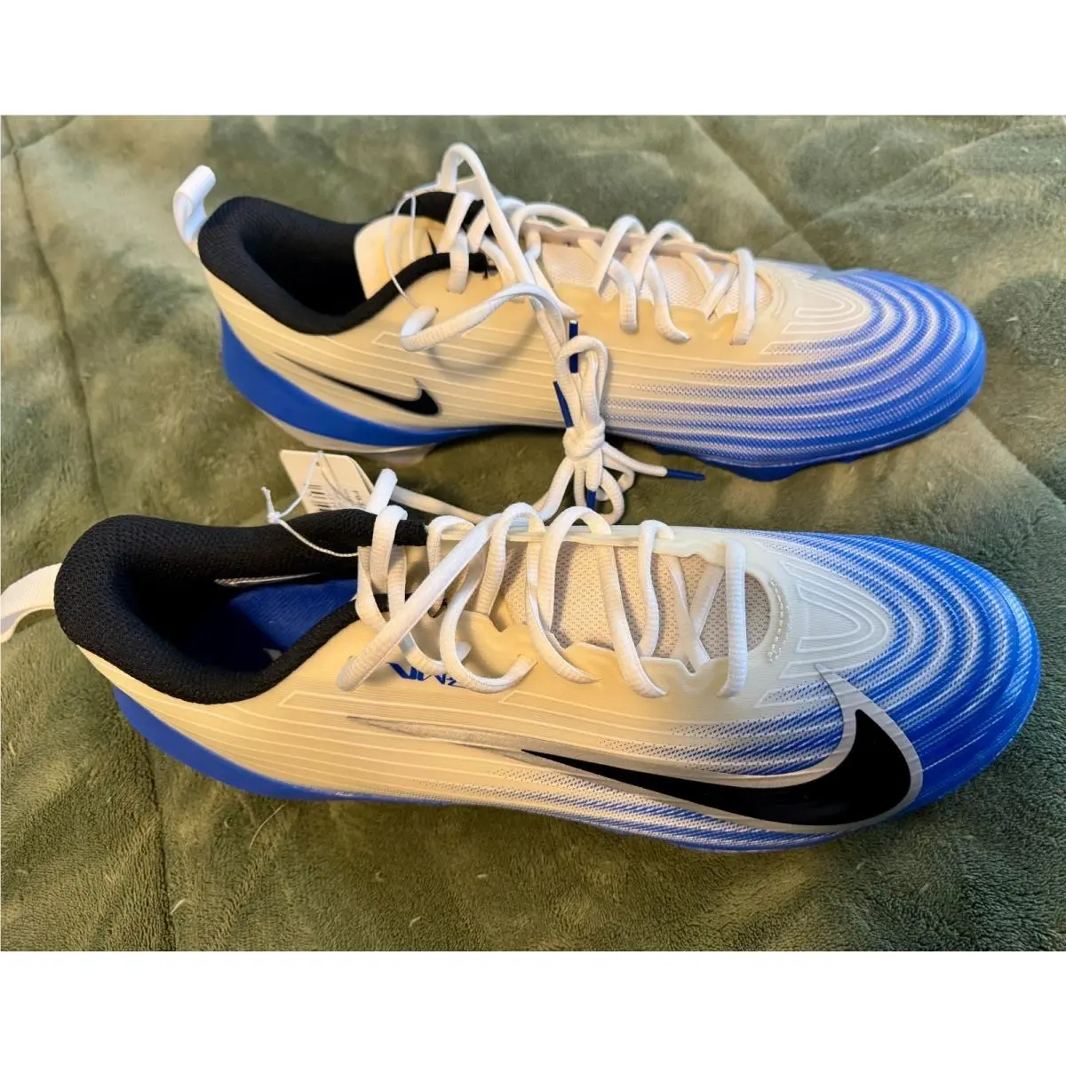 Nike Vapor Speed 3 Football Cleats FB3303-101 White/racer Blue Size 12 Mens
