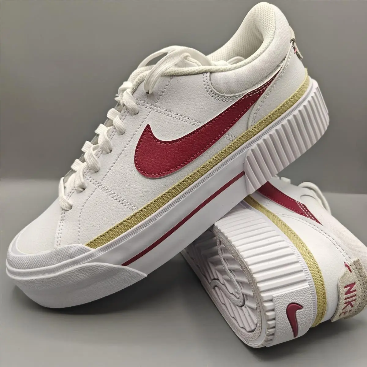 Nike Court Legacy Lift Women`s Shoes Size 9.5 White/team Gold/sweet Beet