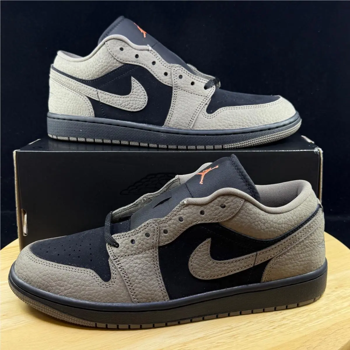 Nike Air Jordan 1 Low Shoes Black Olive Gray Mango IB7109-005 Men`s Size 11