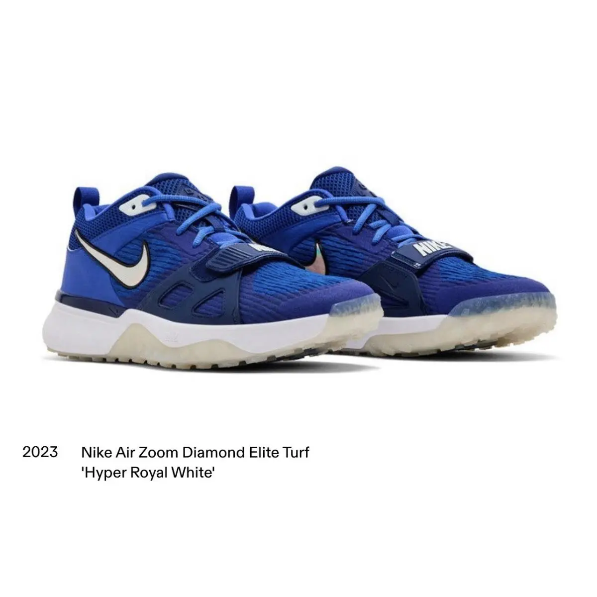 Size 12.5 - Nike Air Zoom Diamond Elite Turf DZ0503 400 Hyper Royal White