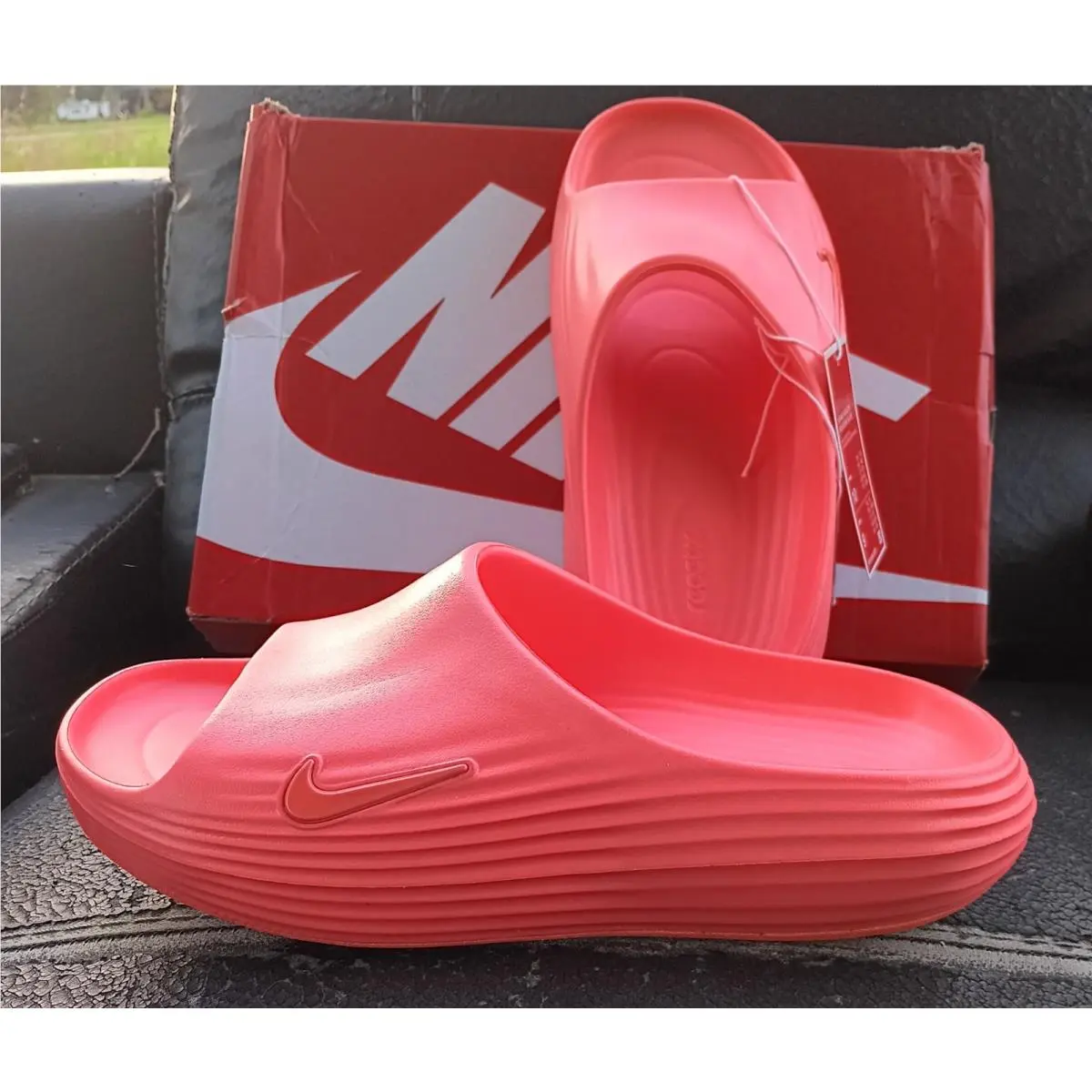 Nike Reactx Rejuven8 Slide HV4484-801 Hot Lava Women`s 10 Men`s 9