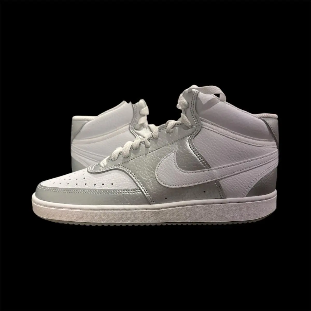 Nike Court Vision Mid White Metallic Silver Athletic Shoes Size 9.5W - NO Lid