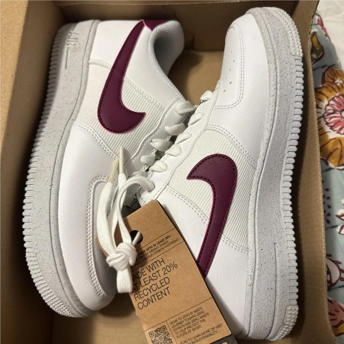 Juniors Nike Air Force 1 Crater NN GS - DH8695 100 - White Sangria Volt