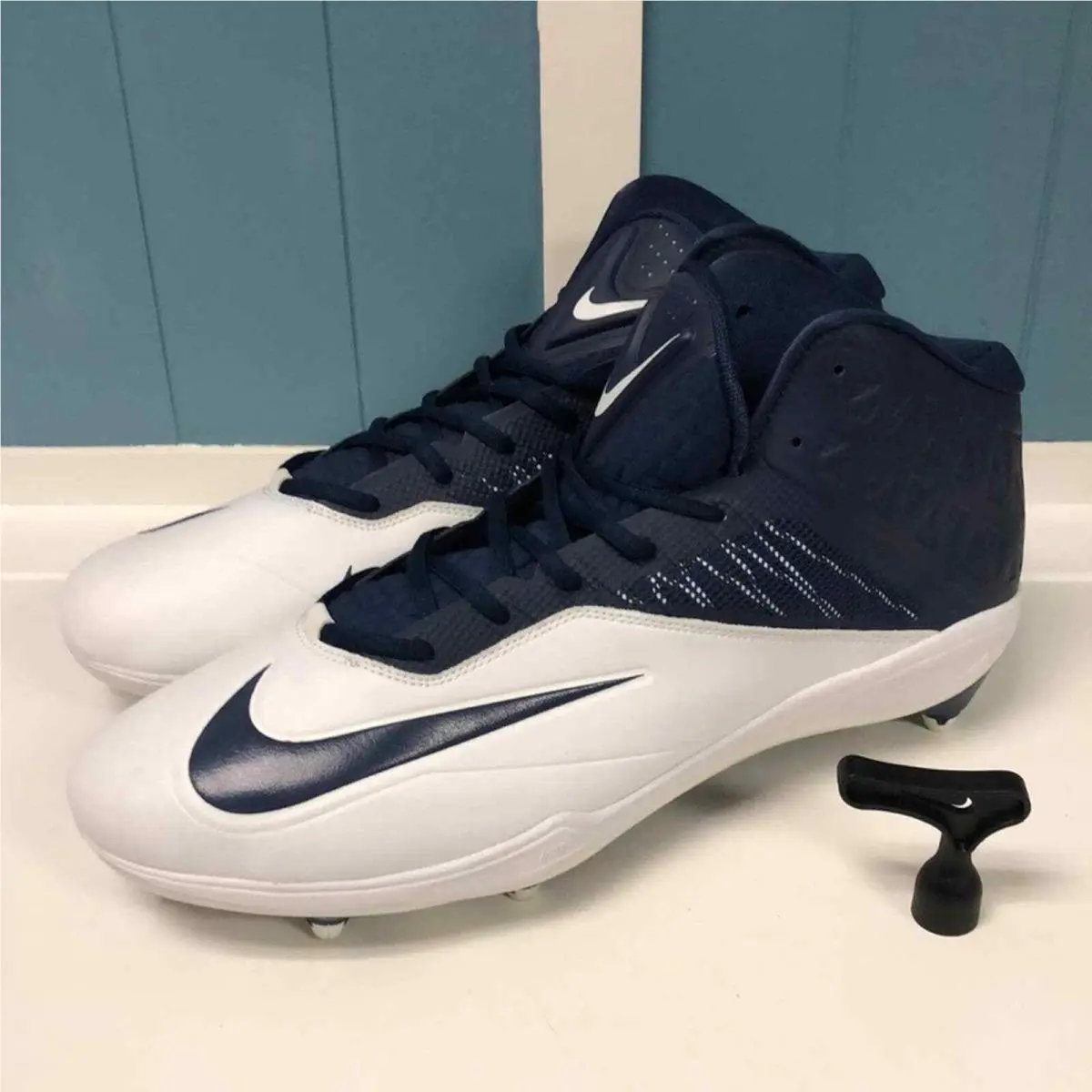 Mens Nike Zoom Code Elite 3/4 TD Football Cleats sz 17 Navy White 603368-140