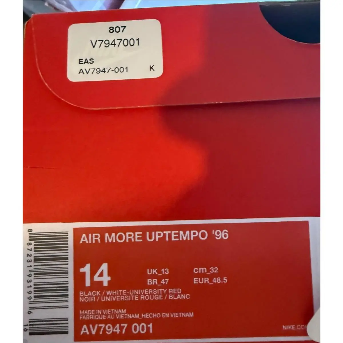 Nike shoes - Nike Air More Uptempo `96 - AV7947 001 - BLACK/WHITE/RED (UPC: 887231931996) 7