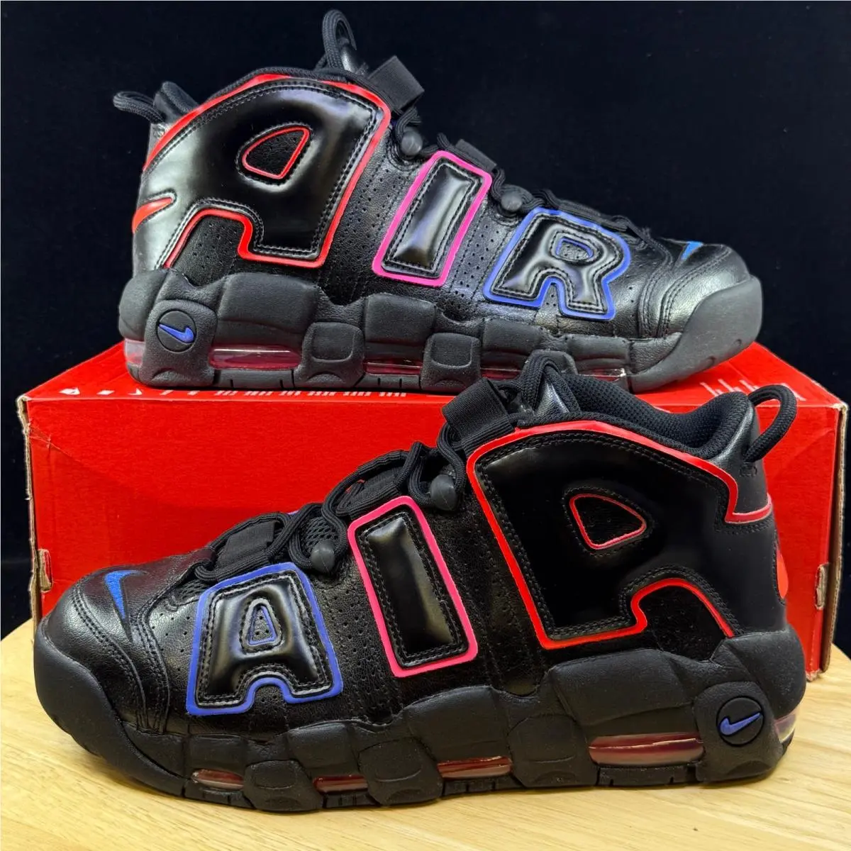 Nike Air More Uptempo’96 Electric Black Racer Blue Men’s Sz 10 FD0729-001