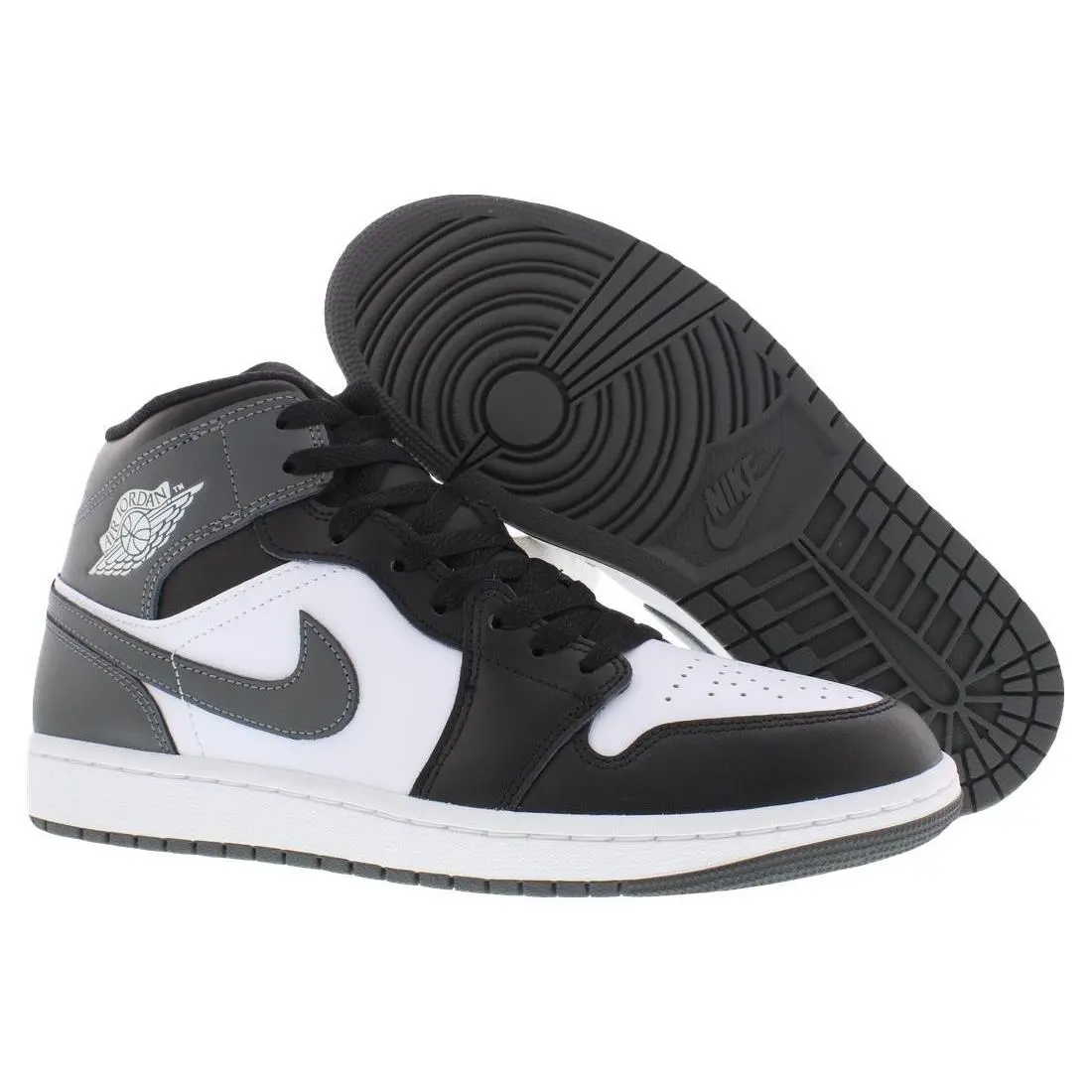 Nike Air Jordan 1 Mid Leather Mens Shoes Size 11.5 Color: Black/iron Grey/white