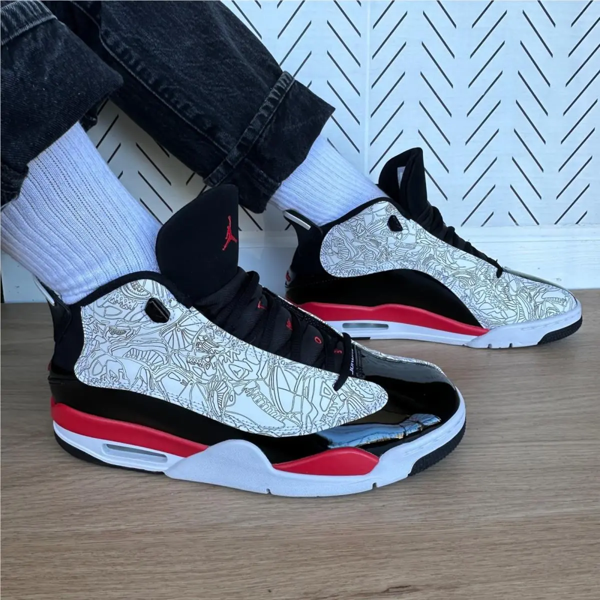 ⭐rare Nike Air Jordan Dub Zero Men`s Shoes 9.5 Fire Black Red Sneaker 311046-162