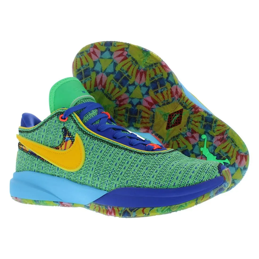 Nike Lebron XX SE GS Boys Shoes Size 7 Color: Electric Algae/university Gold - Green, Main: Multi-Colored