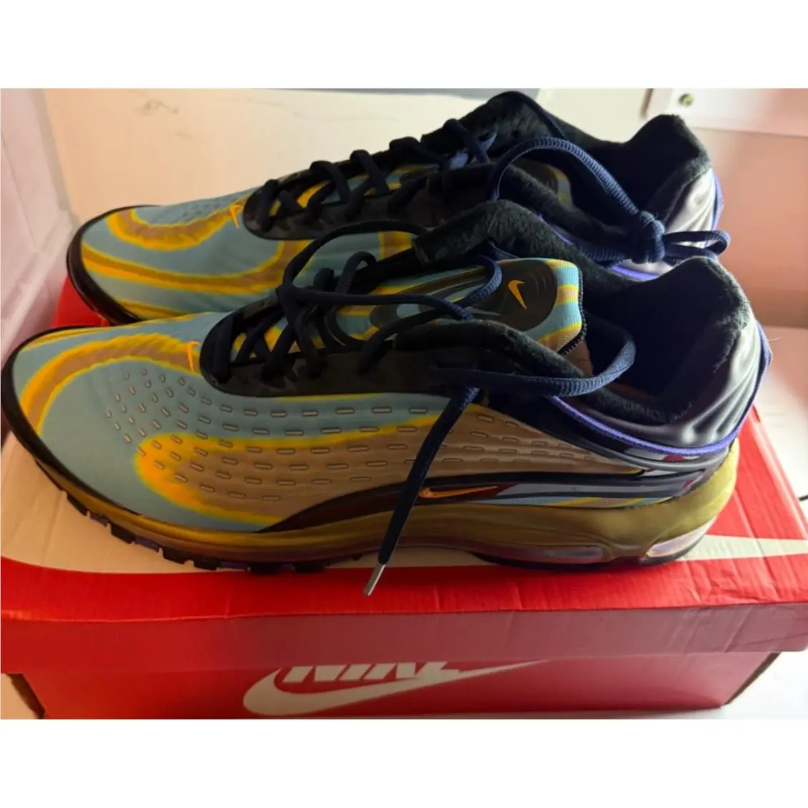 Nike Air Max Deluxe Midnight 2018 Navy Laser Orange AJ7831 400 Size 14