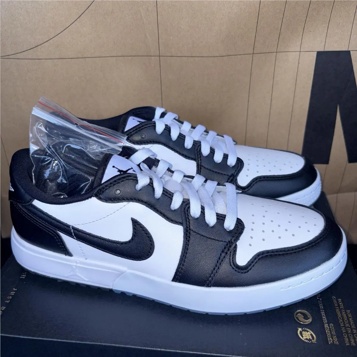 Nike Air Jordan 1 Low G Spiked Panda Black Golf Nby IQ3417-101 Men Size 7
