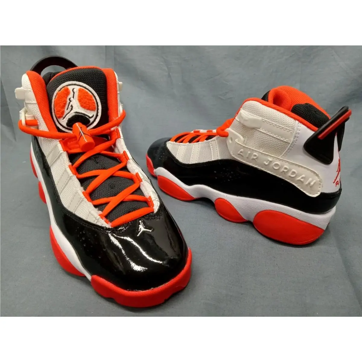 Nike Jordan 6 Rings GS Boys Sneakers Black White Orange Size 6
