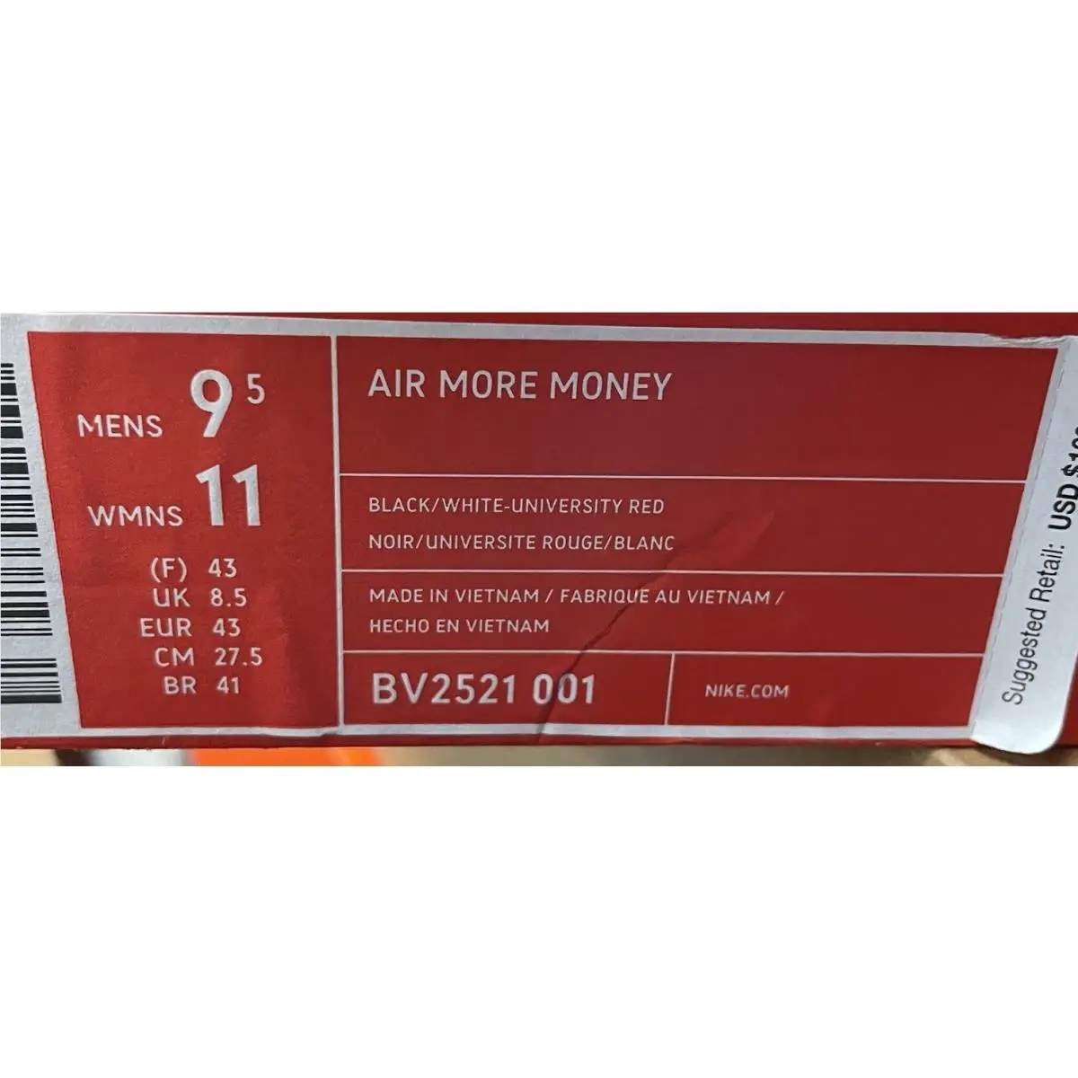 Nike shoes - Nike Air More Money - Air More Money - BV2521 001 - Black/White/University Red (UPC: 00666032533819) 10