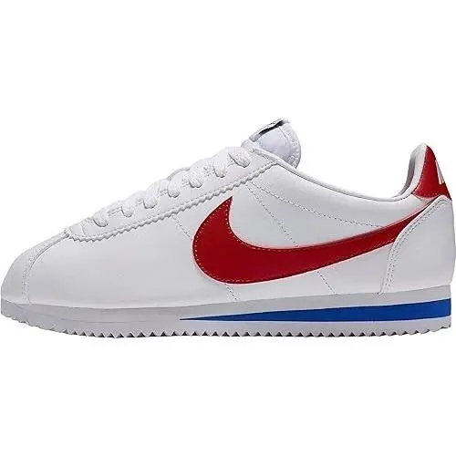 Nike Women`s Classic Cortez Leather Running Shoes White White Varsity Red 8.5 - White