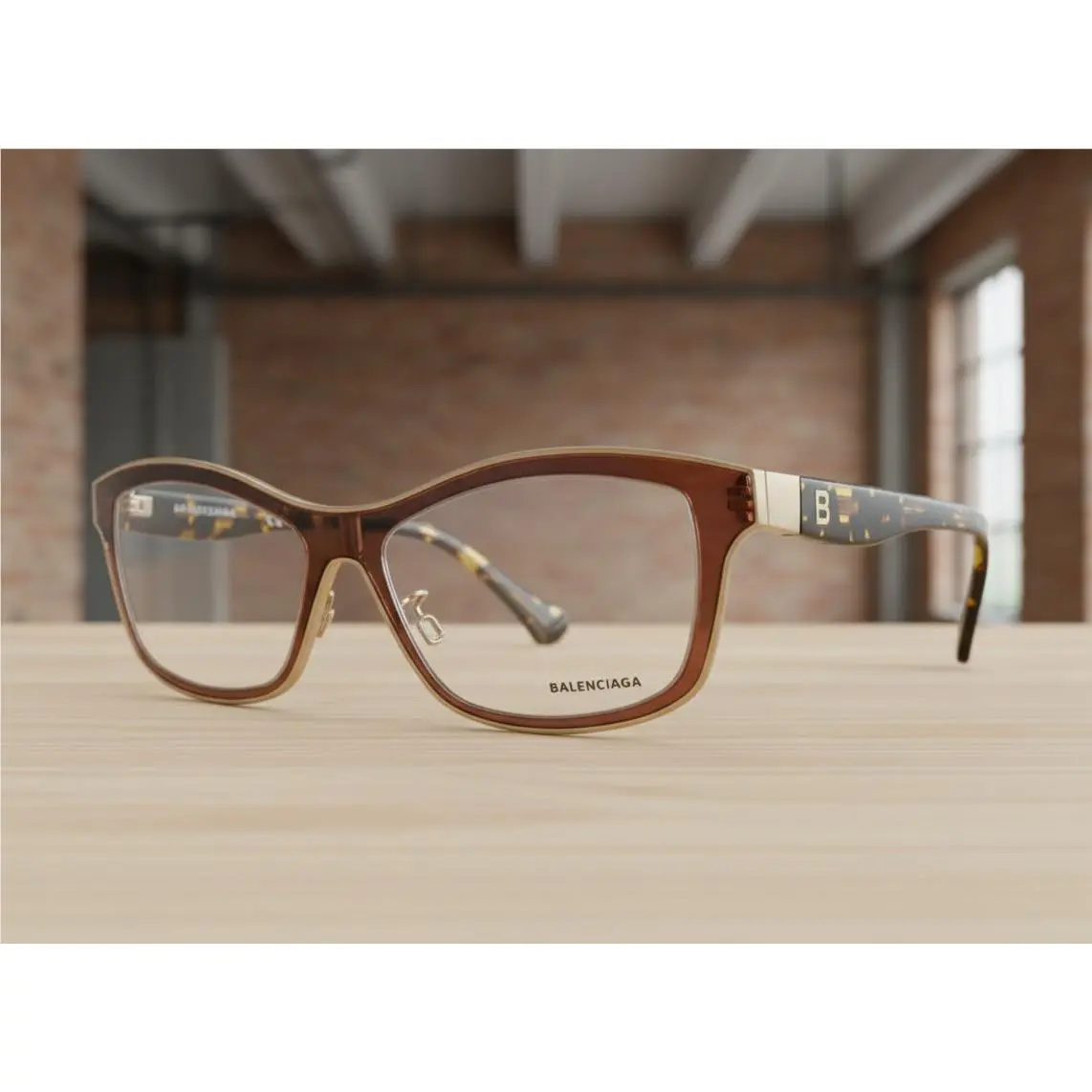 Balenciaga 5028 074 54-16-135 Brown Gold Tortoise Eyeglasses