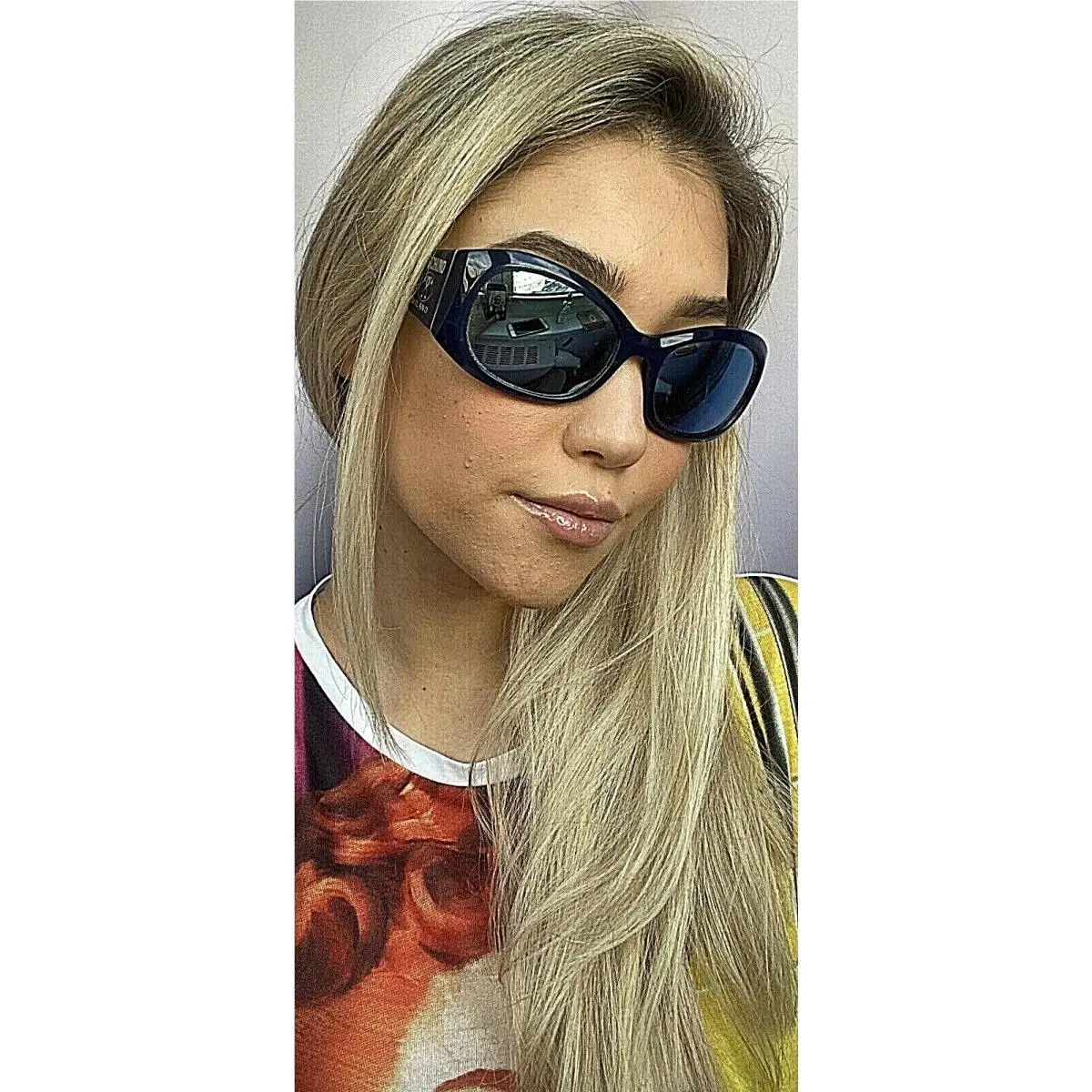 Moschino MO 819S 03 57mm Blue Oversized Mirrored Women`s Sunglasses
