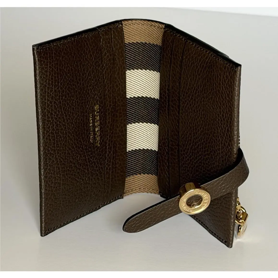 Burberry Edie Bifold Ebony Brown Wallet 8113144 Made in Italy