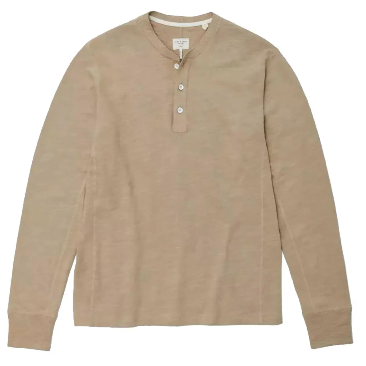 Rag Bone Men`s Classic Cotton Long Sleeve Henley Taupe