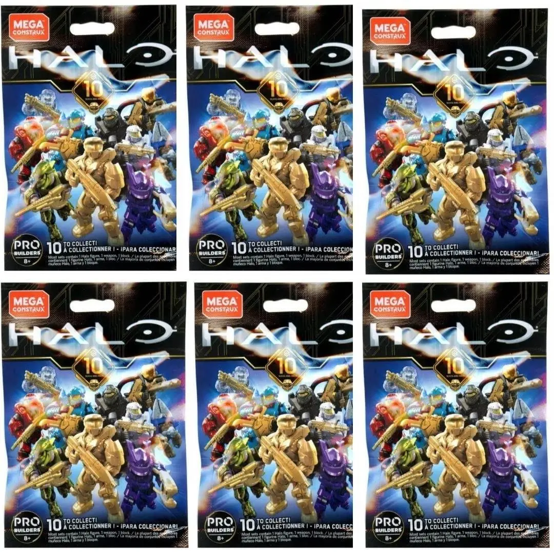 Mega Construx Halo 10th Anniversary Series Blind Bag Mini Figures Bundle of 6