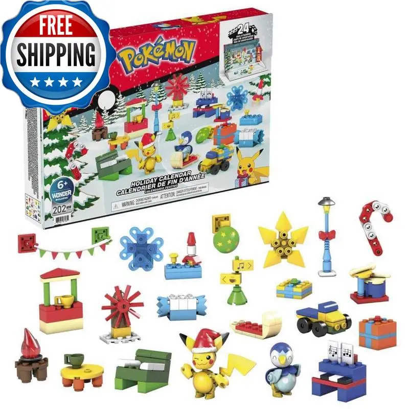 Mega Bloks Mega Pokmon Building Toys Set Holiday Calendar 202 Pieces 2 Poseable