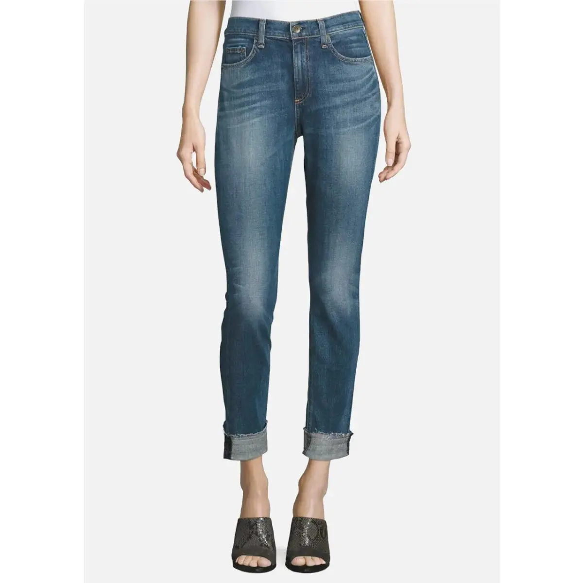 Rag Bone 10 Dre High Rise Boyfriend Raw Hem Jean in Bainbridge - Size 24