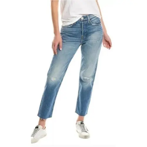 Rag Bone Maya High-rise Ankle Slim In Aquarius with Holes Size: 32