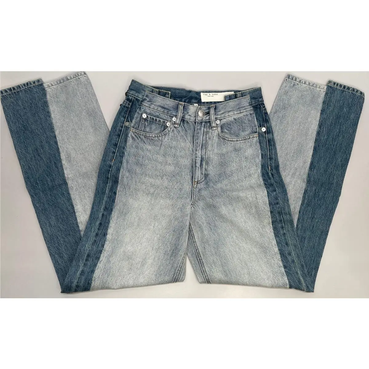 Rag Bone Womens Jeans Blue Size 24 Shea Ankle Relaxed Straight Two Tone Color