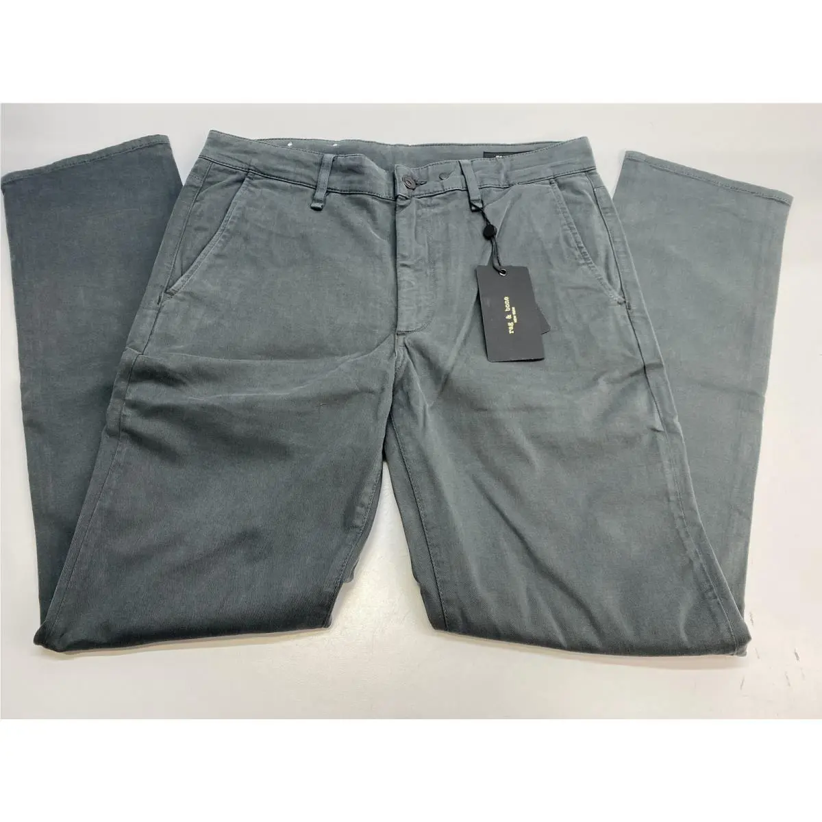 Rag Bone Mens Pant Pin Grey Size 32 Fit 2 Slim Chino Stretch Cotton Twill