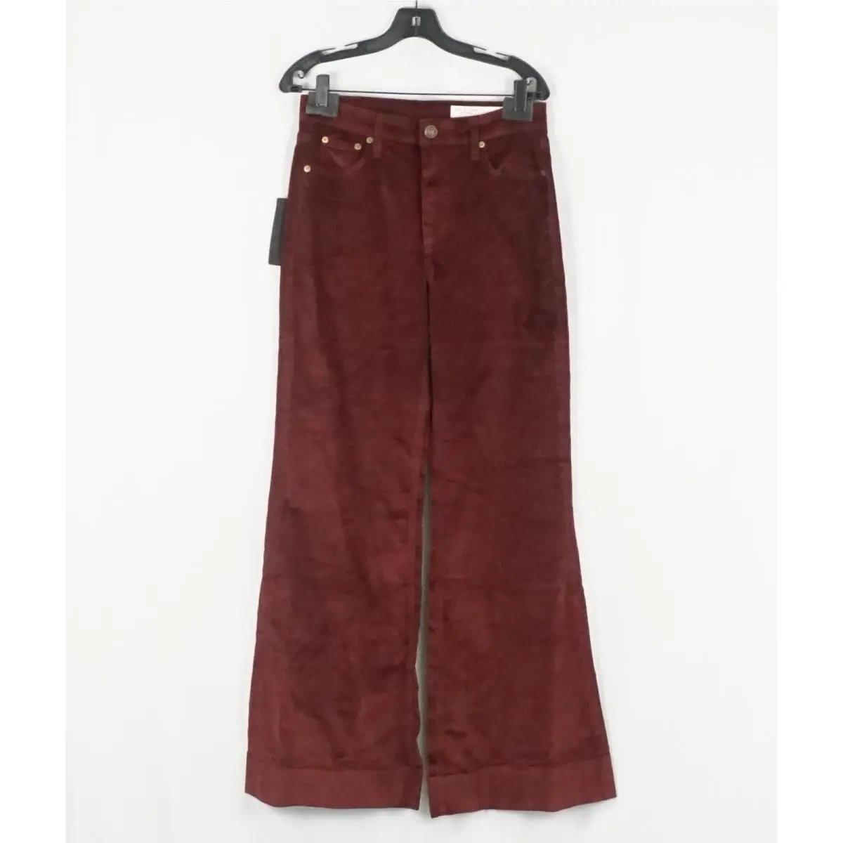 Rag Bone Skylar Corduroy Flare High Rise Pant In Burgundy Women`s Size 27
