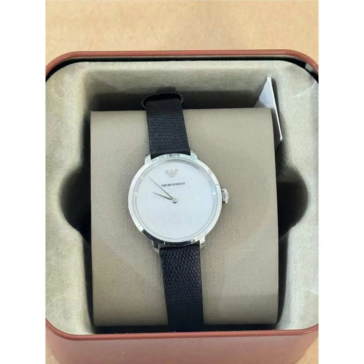 Emporio Armani Watch For Ladies Modern AR11159 with White Dial Leather Belt