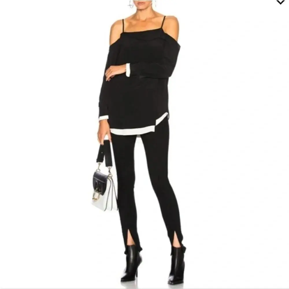 Rag Bone Silk Karley Silk Cold Shoulder Black Blouse Size M