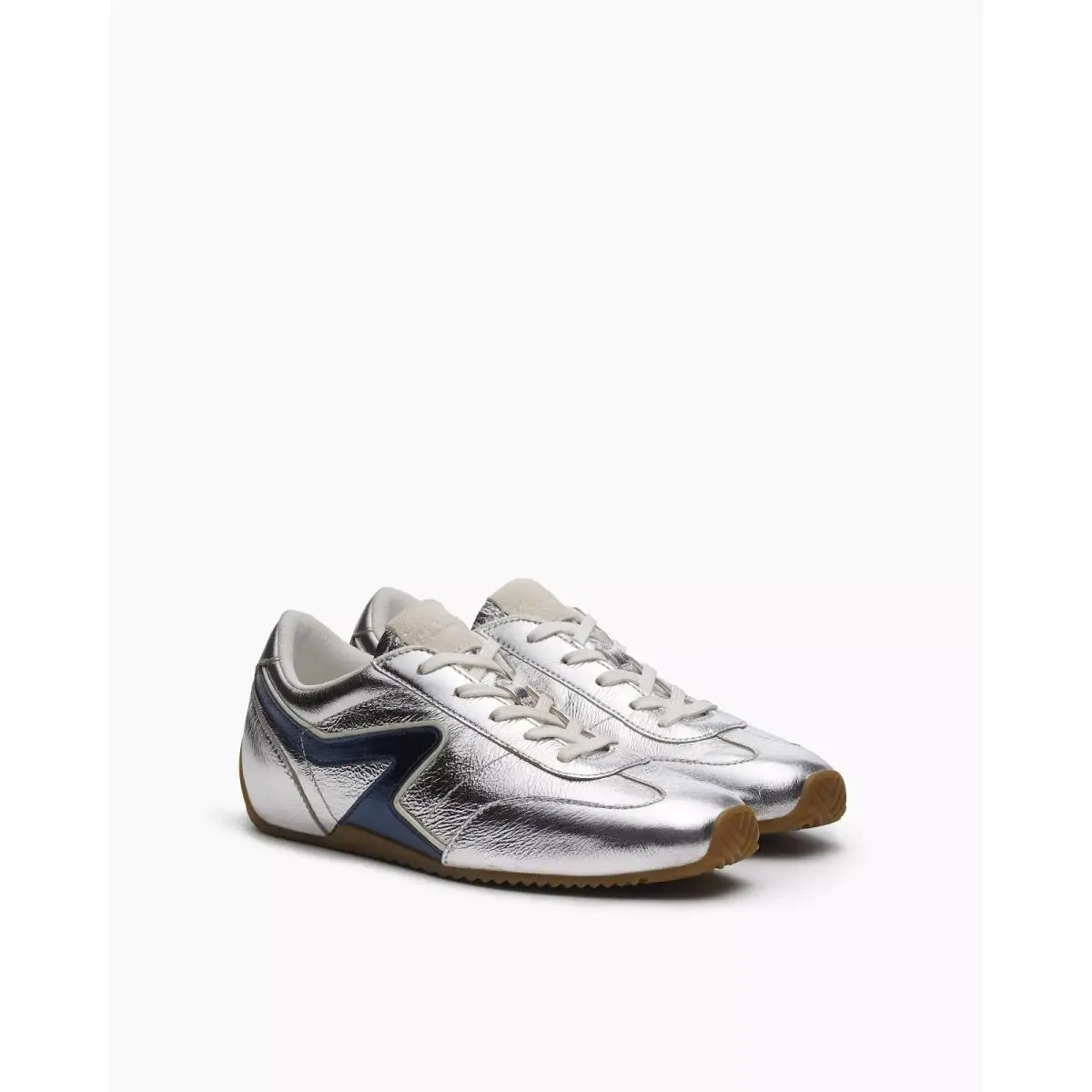 Rag and Bone Ultra Slim Retro Runner Sneakers Silver Navy Size 9.5