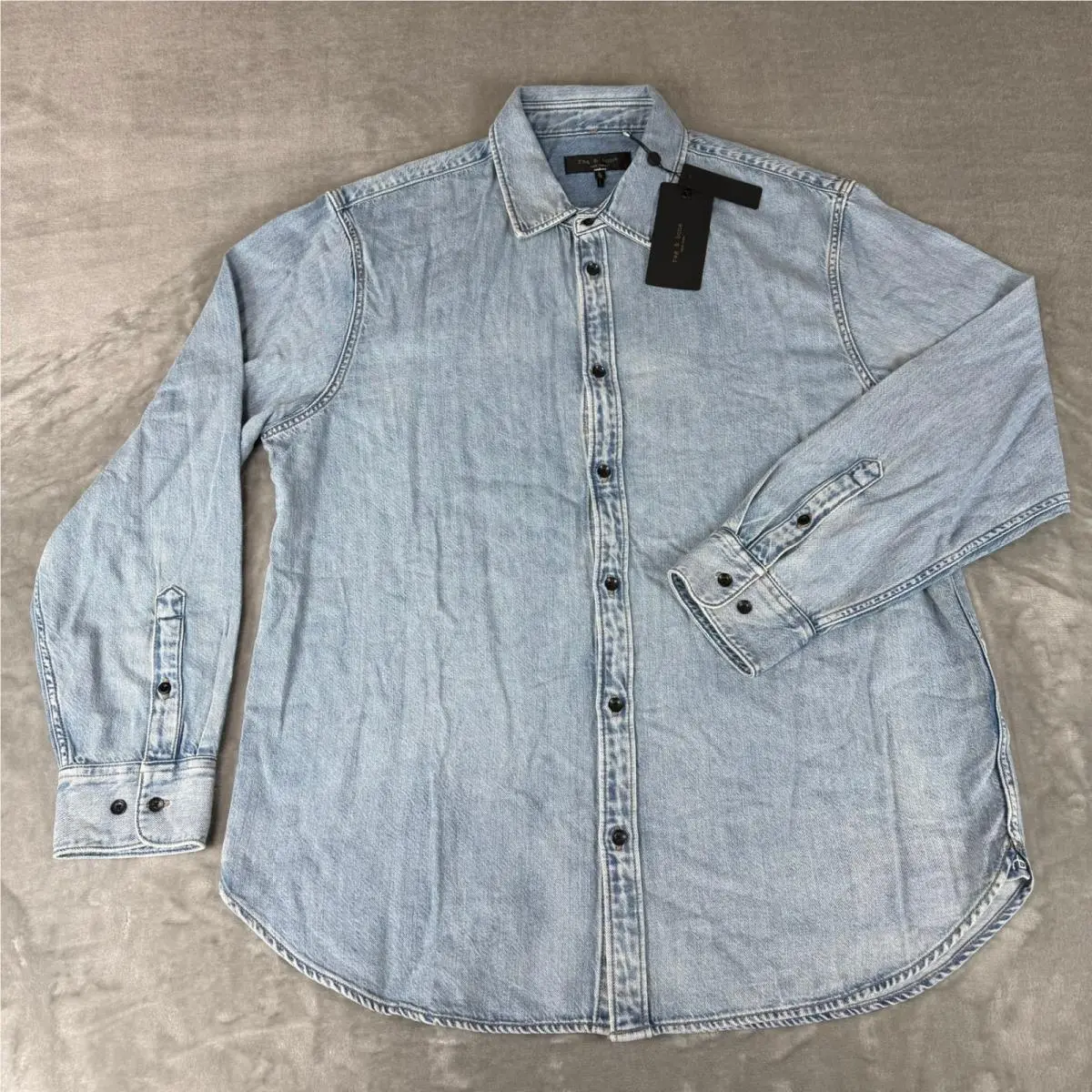 Rag Bone Finch Denim Shirt Mens XL Blue Sunny Stretch Long Sleeve