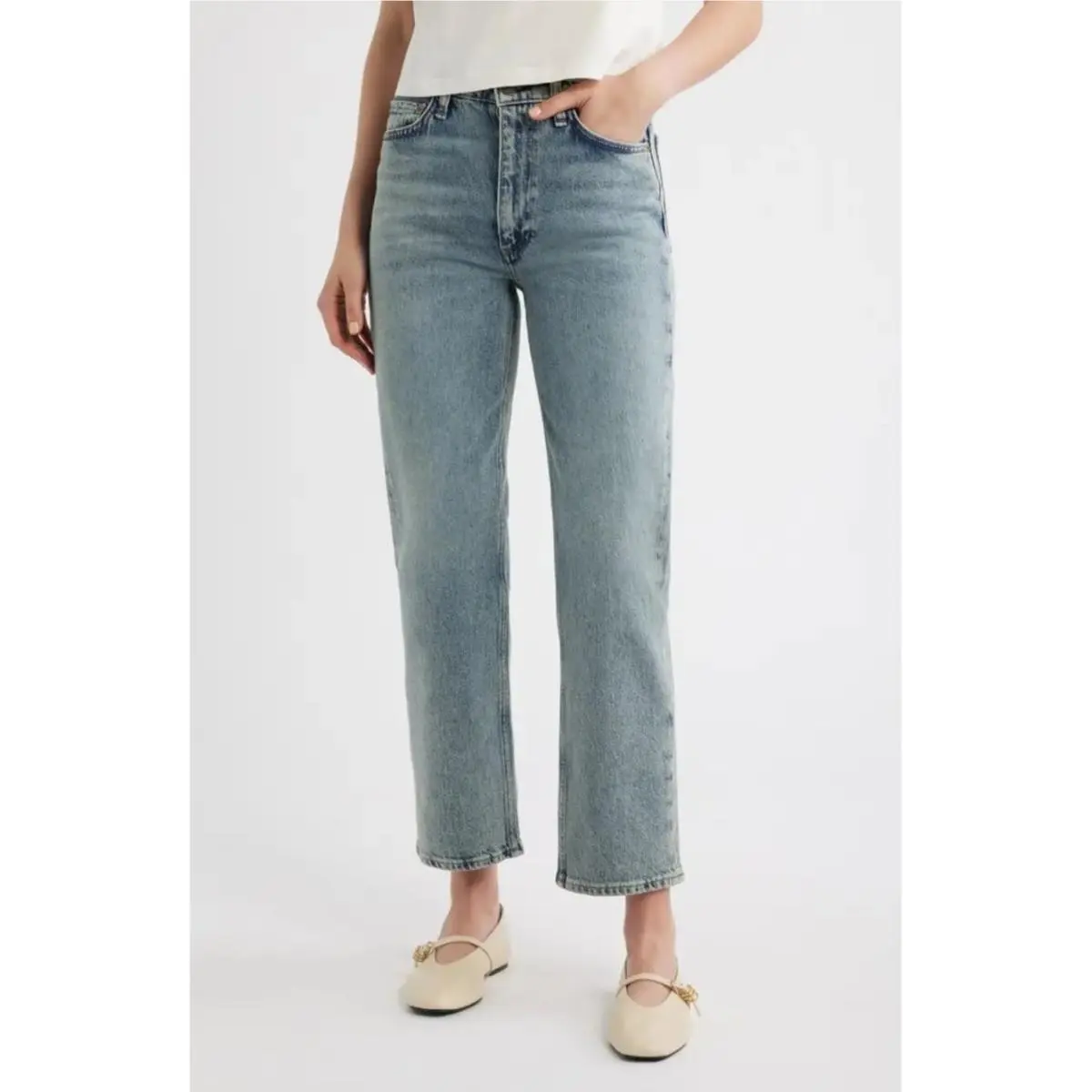 Rag Bone Harlow Mid Rise Ankle Straight Leg Jeans In Amity Sz 28
