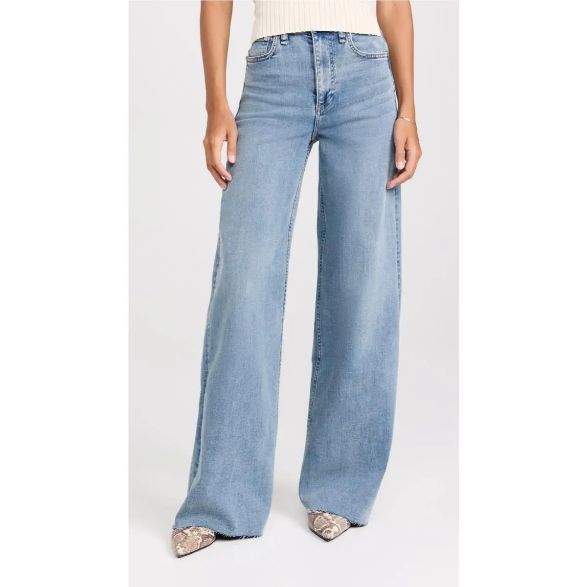 Rag Bone Size 31 Flexi Sofie Jeans Whitney High Rise Ultra Wide Full Length