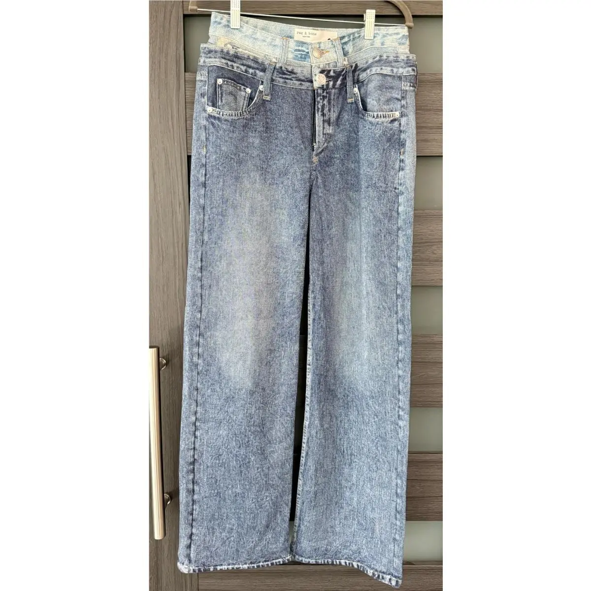 Rag Bone Miramar Combo Jean Sz 26 27 Wide Leg Terry Logan - Dk Indigo