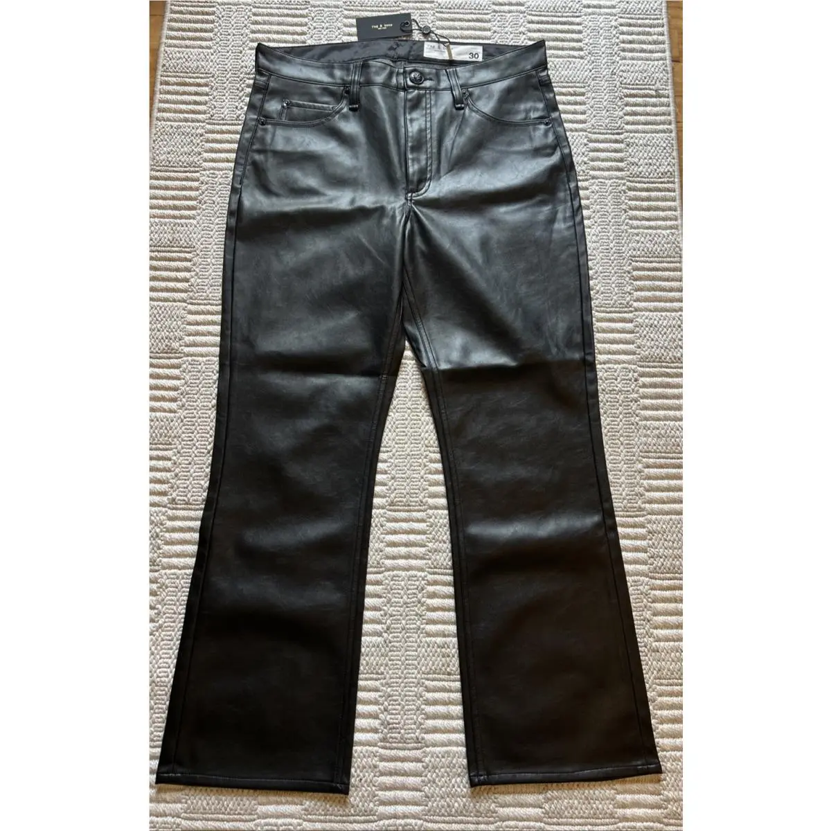 Rag Bone Peyton Leather Ankle Flare Pants Black - Size 30 Butter Soft