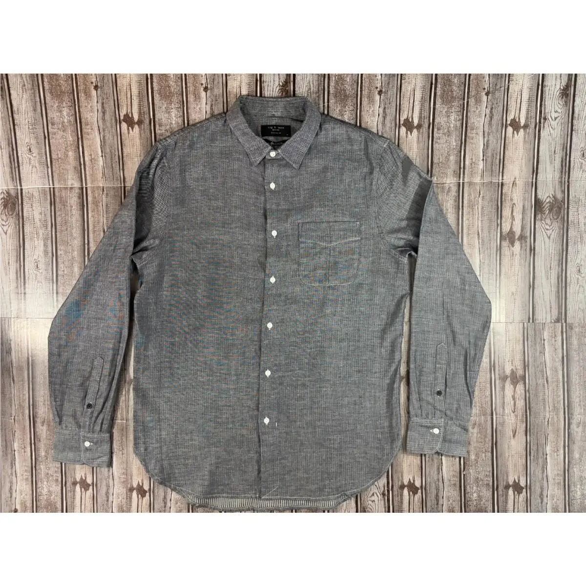 Rag Bone Classic Fit Beach Shirt Size M Color Black Grey Made in Usa