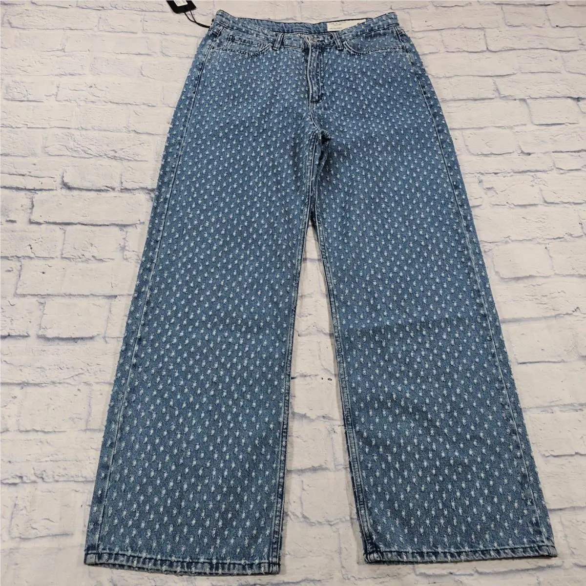 Rag Bone Lori Full Length Jeans Womens 29 Blue Distressed Wide Leg Sanatoga