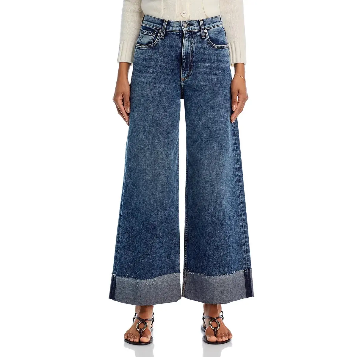 Rag Bone Size 29 Sofie Jeans Leland High Rise Ultra Wide Ankle Cuff Usa
