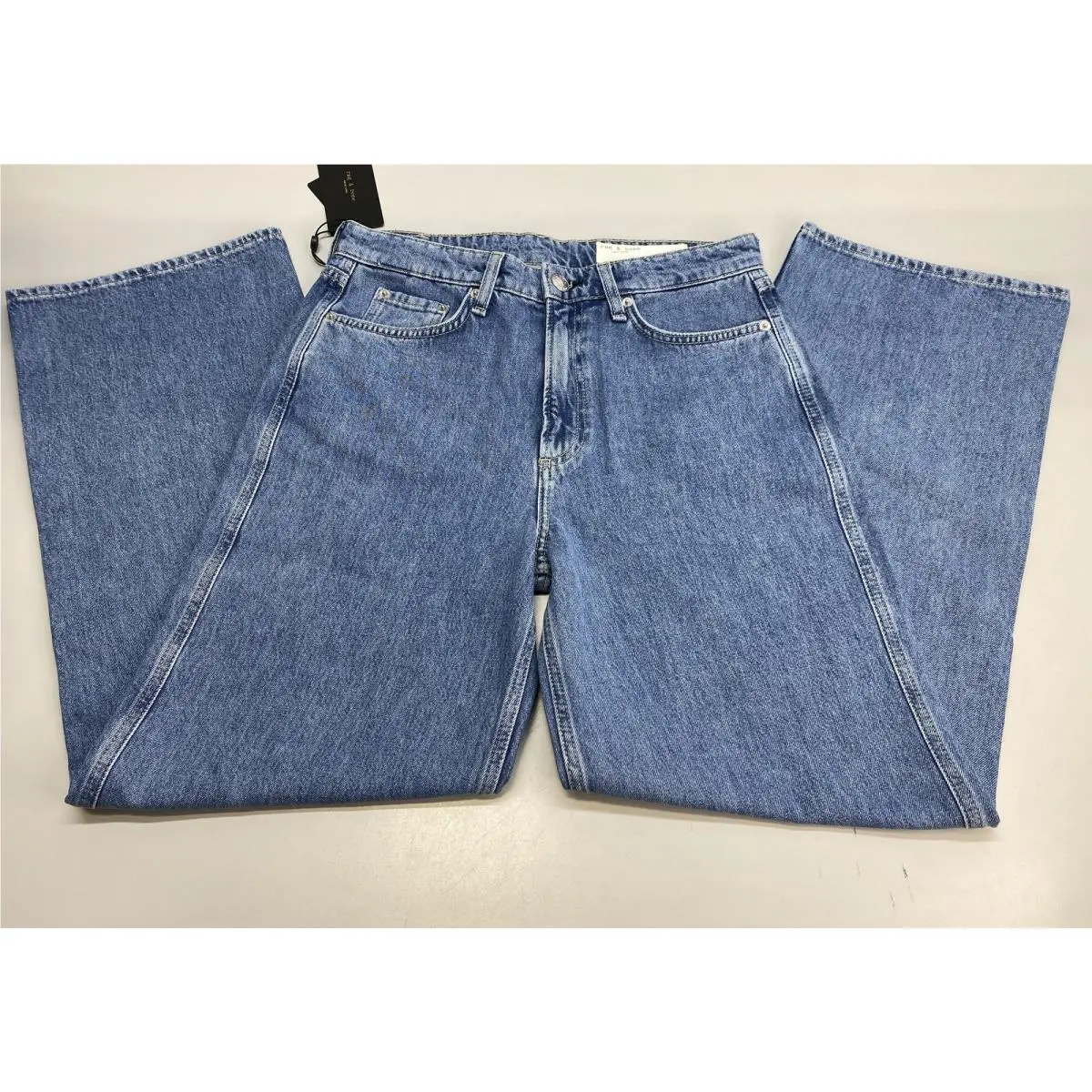 Rag Bone Womens Jean Downey Blue Size 28 Logan Wide Leg Lightweight Rigid