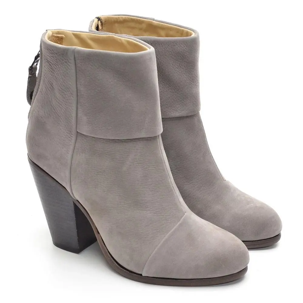 Ladies Rag Bone Newbury Zip Boot 40 / 10 Granite Leather Shoes
