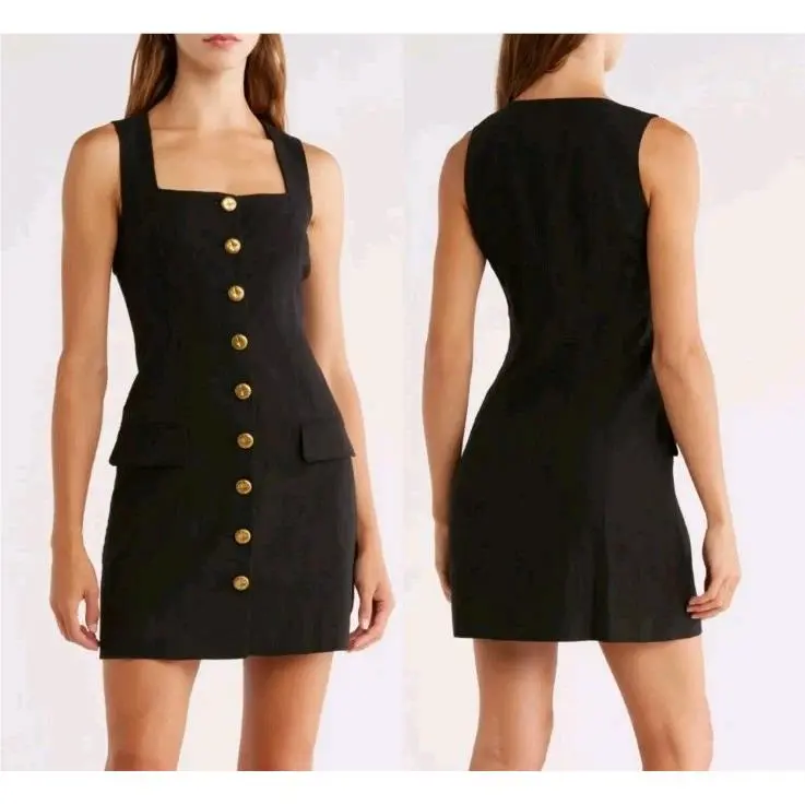Rag Bone Size 14 Mona Black Ponte Sleeveless Sheath Dress