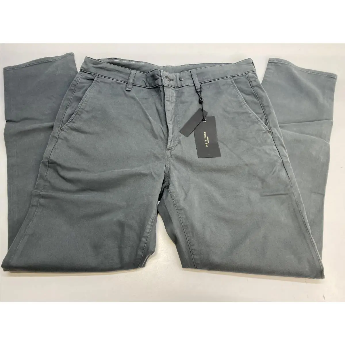 Rag Bone Mens Pant Pin Grey Size 36 Fit 2 Slim Chino Stretch Cotton Twill