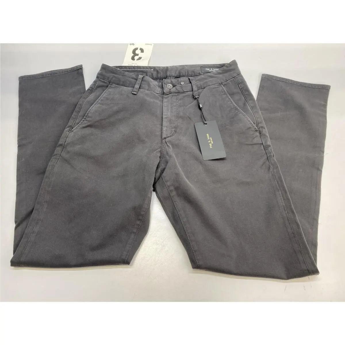 Rag Bone Mens Pant Jet Black Size 30 Fit 3 Athletic Stretch Cotton Twill Chino